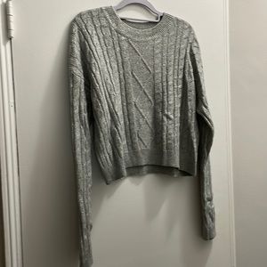 BP cable knit sweater in grey and silver